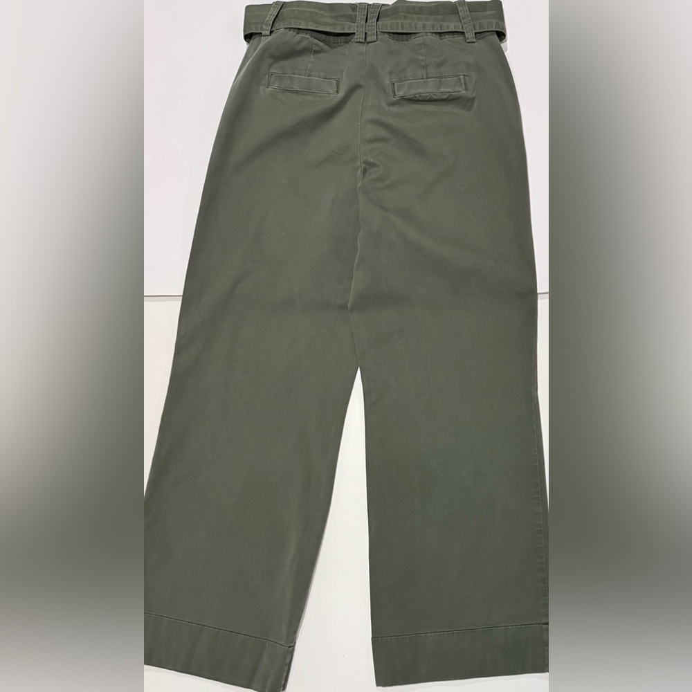 A New Day Olive Wide Leg Pants High Rise Tie Waist Women Size 6 - Picture 3 of 7